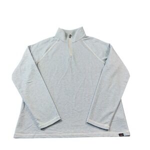 Faherty Blue Striped Cotton Blend Men's 1/2 Zip Pullover Size Medium